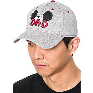Disney Set Mickey & Minnie Hats Baseball Cap Men's Women's 2 Pack (Red MOM & Grey DAD)