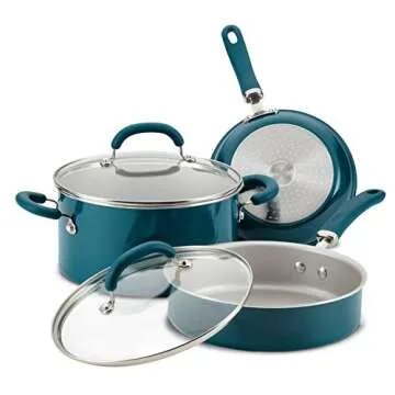Rachael Ray 13 Piece Nonstick Cookware Set Teal Shimmer