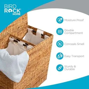 Stylish BIRDROCK HOME Double Laundry Hamper for Organized Living