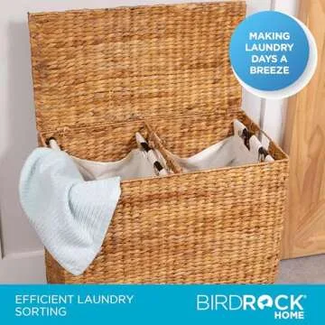 Stylish BIRDROCK HOME Double Laundry Hamper for Organized Living
