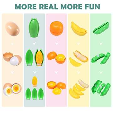 88PCS Cutting Play Food Sets for Kids, Pretend Play Kitchen Toys Accessories with Storage Basket, Plastic Fruits & Vegetables, Educational Toy for Toddlers Girls Boys Birthday Gifts