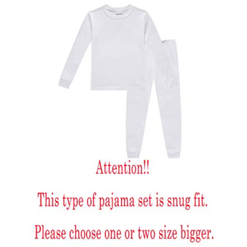 Family Feeling Boys Girls Kids Pajamas 2 Piece Baby Sleep Set in Cotton White