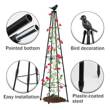 Garden Trellis for Climbing Plants, Rustproof Plant Support Trellis, Rose Bush Round Trellis for Pot...