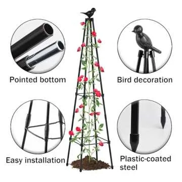 Garden Trellis for Climbing Plants, Rustproof Plant Support Trellis, Rose Bush Round Trellis for Pot...