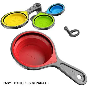 Kaptron Tools Spoons and Collapsible Measuring Cups Set 8 Pieces, Multiple Sizes, Multicolor