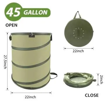 YUDI & GARDEN Hard Bottom 45 Gallon-Collapsible Garden Bag for Camping and Yard Waste