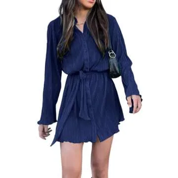 Stylish LYANER Mini Shirt Dress for Every Occasion