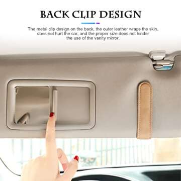 Fekey&JF Sunglasses Holder for Car Sun Visor - Beige