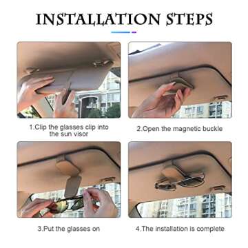 Fekey&JF Sunglasses Holder for Car Sun Visor - Beige