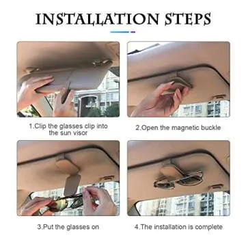 Fekey&JF Sunglasses Holder for Car Sun Visor - Beige