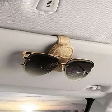 Fekey&JF Sunglasses Holder for Car Sun Visor - Beige