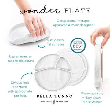 Bella Tunno Wonder Plate - Silicone Suction Plates for Baby and Toddler Plates, Microwave and Dishwasher Safe Food-Grade BPA Free Silicone, Baby Got Snacks