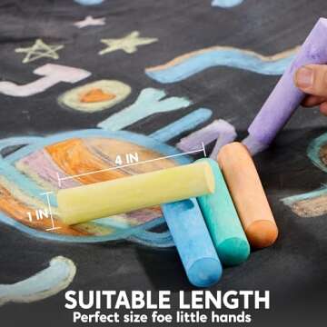 JOYIN 60 PCS Sidewalk Chalk Set (10 colors), Non-Toxic Washable Outdoor Jumbo Chalk Set for Painting on Chalkboard, Art Play and Playground Toy