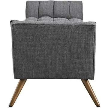 Modway Response Upholstered Fabric Bench in Gray