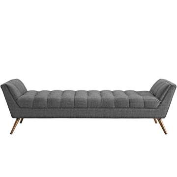 Modway Response Upholstered Fabric Bench in Gray