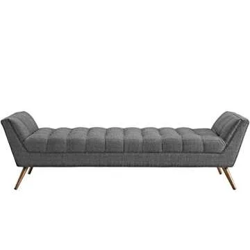 Modway Response Upholstered Fabric Bench in Gray