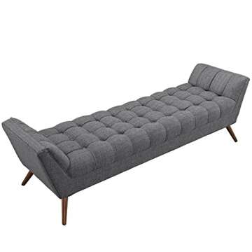Modway Response Upholstered Fabric Bench in Gray