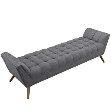 Modway Response Upholstered Fabric Bench in Gray