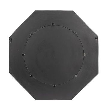 Creative Co-Op Hexagonal Carved Wood Framed Wall Mirror, Black