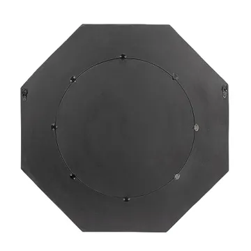 Creative Co-Op Hexagonal Carved Wood Framed Wall Mirror, Black