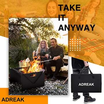 Adreak 18" Portable Fire Pit with BBQ Tray - Ideal for Camping & Backyard