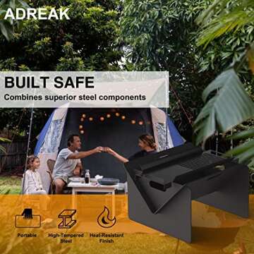 Adreak 18" Portable Fire Pit with BBQ Tray - Ideal for Camping & Backyard