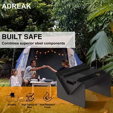 Adreak 18" Portable Fire Pit with BBQ Tray - Ideal for Camping & Backyard