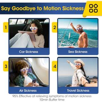 NEOISM Motion Sickness Glasses Car Sickness Glasses Relieve Carsickness Airsickness Seasickness Portable Anti Nausea Car Sick Glasses Adults or Kids