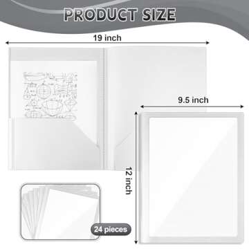 Teling 24 Pcs Plastic Folders with Front Clear Pocket and Business Card Holder - Heavy Duty Design f...