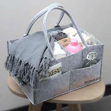 JMTONE WebaCoo. Baby Diaper Caddy Organizer - Portable Nursery Storage Basket Bin for Changing Table - Car Organizer for Diapers - Best Shower Gift Basket for Newborns Registry - Large