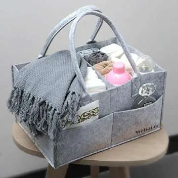 JMTONE WebaCoo. Baby Diaper Caddy Organizer - Portable Nursery Storage Basket Bin for Changing Table - Car Organizer for Diapers - Best Shower Gift Basket for Newborns Registry - Large