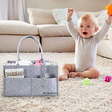 JMTONE WebaCoo. Baby Diaper Caddy Organizer - Portable Nursery Storage Basket Bin for Changing Table - Car Organizer for Diapers - Best Shower Gift Basket for Newborns Registry - Large