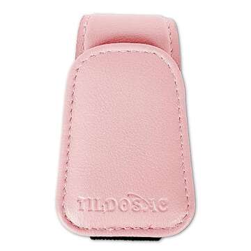 TILDOSAC Sunglasses Holder for Car Visor, Leather Magnetic Sunglass Holder for Car with Clip, Pink