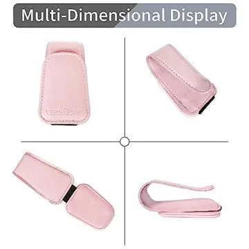 TILDOSAC Sunglasses Holder for Car Visor, Leather Magnetic Sunglass Holder for Car with Clip, Pink