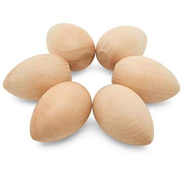 Fake Eggs to Paint, Pack of 30 Smooth Standable Wooden Eggs for Crafts, 2 Inch Wooden Easter Eggs Decor, Wood Chicken Eggs to Paint & Dye, by Woodpeckers
