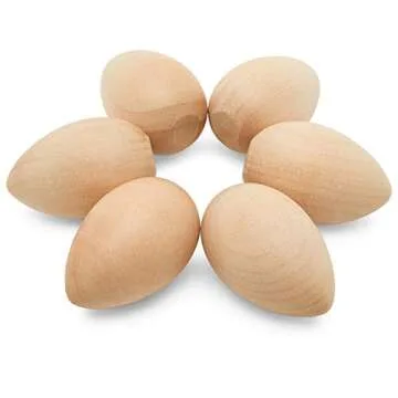 Fake Eggs to Paint, Pack of 30 Smooth Standable Wooden Eggs for Crafts, 2 Inch Wooden Easter Eggs Decor, Wood Chicken Eggs to Paint & Dye, by Woodpeckers