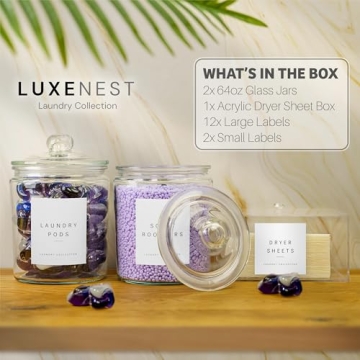 Elegant Glass Laundry Organization Set with Labels