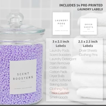 Elegant Glass Laundry Organization Set with Labels