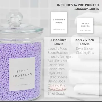 Elegant Glass Laundry Organization Set with Labels