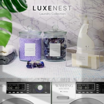 Elegant Glass Laundry Organization Set with Labels