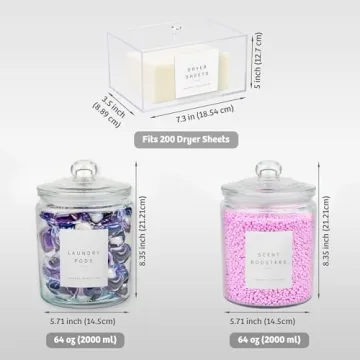 Elegant Glass Laundry Organization Set with Labels