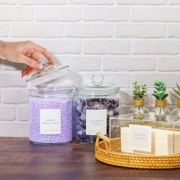 Elegant Glass Laundry Organization Set with Labels