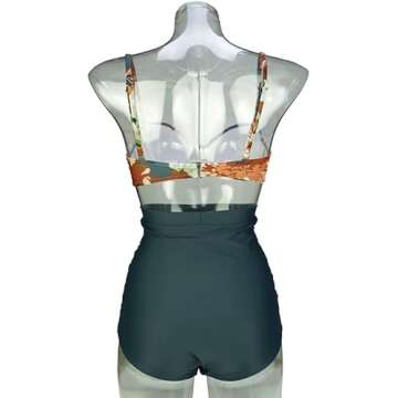 COCOSHIP Retro Polka Dot Twisted Front High Waisted Bikini Set Tie Belt Vintage Ruched Swimsuit(FBA)