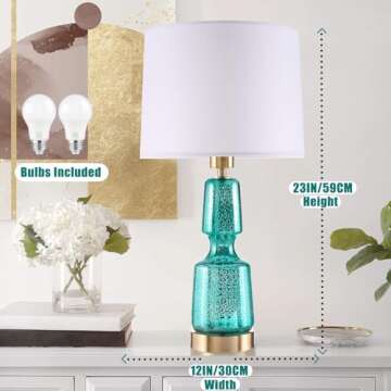 BrightWe Touch Table Lamp Set of 2, Glass Table Lamps with Brass Gold Base Touch Control, Modern Tall Table Lamps for Bedroom Bedside Nightstand Living Room End Table, Bulbs Included, 24”