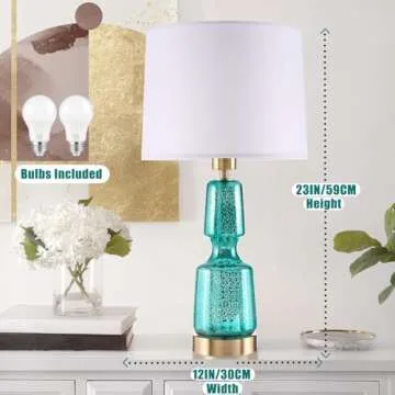 BrightWe Touch Table Lamp Set of 2, Glass Table Lamps with Brass Gold Base Touch Control, Modern Tall Table Lamps for Bedroom Bedside Nightstand Living Room End Table, Bulbs Included, 24”