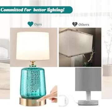 BrightWe Touch Table Lamp Set of 2, Glass Table Lamps with Brass Gold Base Touch Control, Modern Tall Table Lamps for Bedroom Bedside Nightstand Living Room End Table, Bulbs Included, 24”