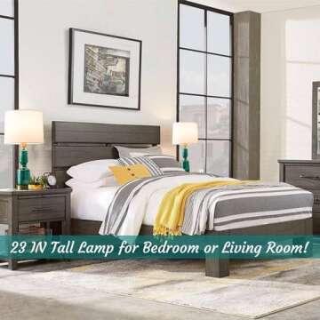 BrightWe Touch Table Lamp Set of 2, Glass Table Lamps with Brass Gold Base Touch Control, Modern Tall Table Lamps for Bedroom Bedside Nightstand Living Room End Table, Bulbs Included, 24”