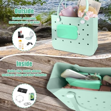 Silicone Phone Holder for Bogg Beach Bags - Mint Green