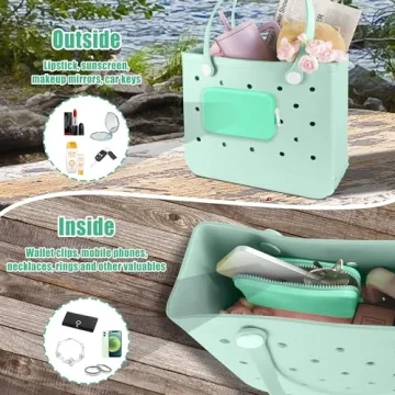 Silicone Phone Holder for Bogg Beach Bags - Mint Green