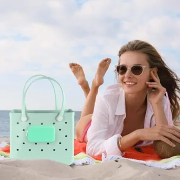 Silicone Phone Holder for Bogg Beach Bags - Mint Green
